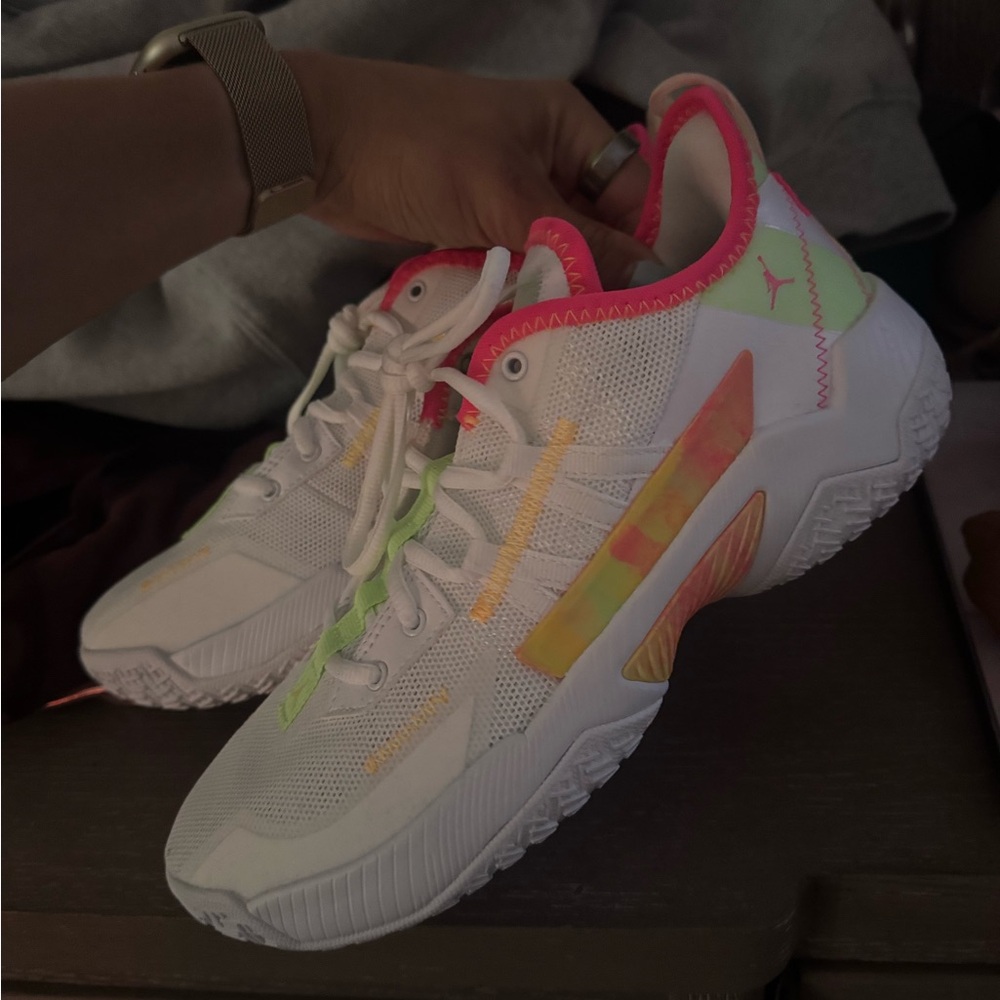 Women's White and Pink Athletic Shoes